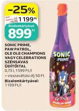Auchan Sonic prime, paw patrol, ole ole champions vagy celebrations szénsavas üdítőital ajánlat
