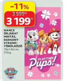 Auchan Paw Patrol Mancs őrjárat mintás bársony strandtörölköző ajánlat