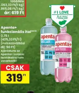 Spar Apenta+ funkcionális ital ajánlat