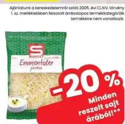 Spar S-BUDGET reszelt sajt ajánlat