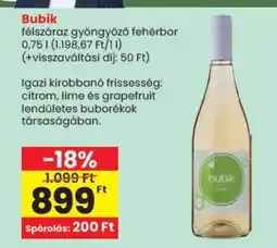 Spar Bubik félszáraz gyöngyöző fehérbor ajánlat