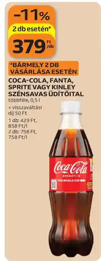 Auchan COCA-COLA, FANTA, SPRITE VAGY KINLEY SZÉNSAVAS ÜDÍTŐITAL ajánlat
