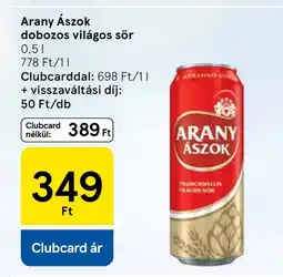 Tesco Arany Ászok dobozos világos sör ajánlat