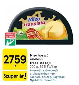 Tesco Mizo hosszú érlelésű trappista sajt ajánlat