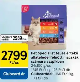 Tesco Pet Specialist teljes értékű állateledel felnőtt macskák számára aszpikban ajánlat