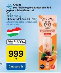 Tesco Anjuna sós földimogyoró & étcsokoládé jégkrém édesítőszerrel ajánlat