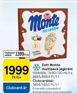 Tesco Zott Monte multipack jégkrém ajánlat