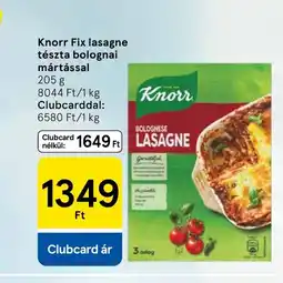 Tesco Knorr Fix lasagne tészta bolognai mártással ajánlat