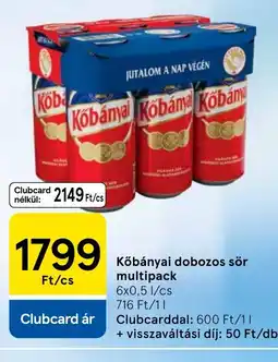 Tesco Kőbányai dobozos sör multipack ajánlat