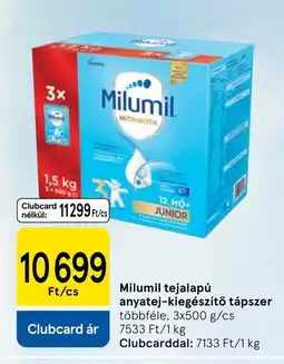 Tesco Milumil tejalapú anyatej-kiegészítő tápszer ajánlat