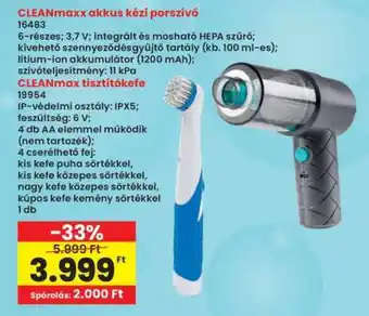 CleanMaxx akkus kézi porszívó