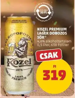 PENNY Kozel Premium Lager Dobozos Sör ajánlat