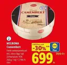 Lidl MILBONA Camembert ajánlat