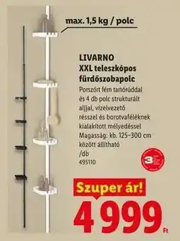 Lidl LIVARNO XXL teleszkópos fürdőszobapolc ajánlat