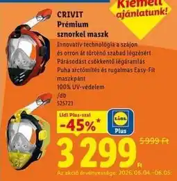 Lidl CRIVIT Prémium sznorkel maszk ajánlat