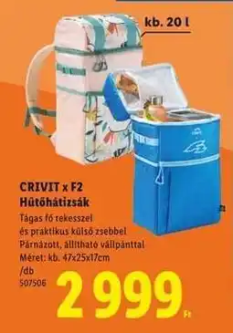 Lidl CRIVIT x F2 Hűtőhátizsák ajánlat