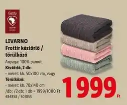 Lidl LIVARNO Frottír kéztörlő / törülköző ajánlat