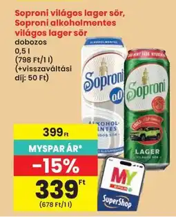 Interspar Soproni világos lager sör, Soproni alkoholmentes világos lager sör ajánlat