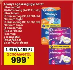 Interspar ALWAYS EGÉSZSÉGÜGYI BETÉT ajánlat
