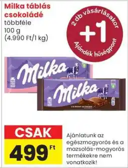 Spar MILKA Táblás csokoládé ajánlat