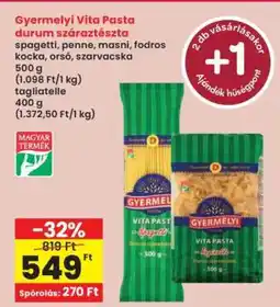 Interspar Gyermelyi Vita Pasta durum száraztészta ajánlat