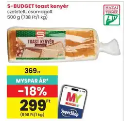 Spar S-BUDGET toast kenyér ajánlat