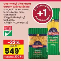 Spar Gyermelyi Vita Pasta durum száraztészta ajánlat
