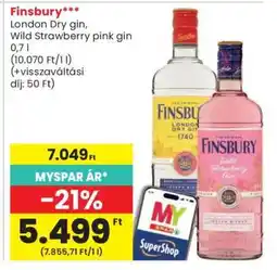Spar Finsbury London Dry gin, Wild Strawberry Pink gin ajánlat