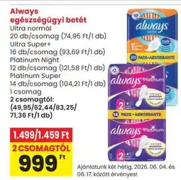 Spar ALWAYS EGÉSZSÉGÜGYI BETÉT ajánlat