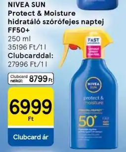 Tesco NIVEA SUN Protect & Moisture hidratáló szórófejes naptej FF50+ ajánlat