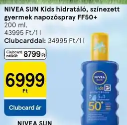 Tesco NIVEA SUN Kids hidratáló, színezett gyermek napozóspray FF50+ ajánlat