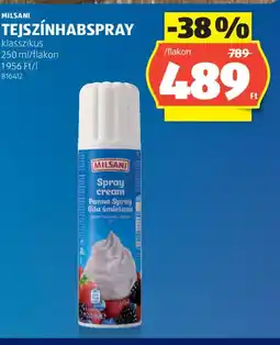 ALDI Milsani tejszínhabspray ajánlat