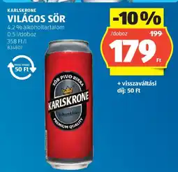 ALDI Karlskrone világos sör ajánlat