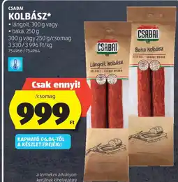 ALDI Csabai Kolbász ajánlat