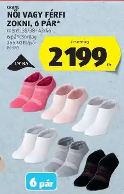 ALDI Női vagy férfi zokni, 6 pár ajánlat