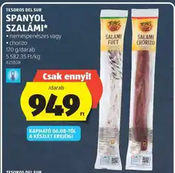 ALDI TESOROS DEL SUR Spanyol Szalámi ajánlat
