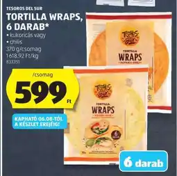 ALDI Tesoros del Sur Tortilla Wraps, 6 darab ajánlat