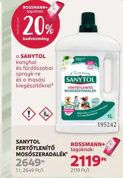 Rossmann Sanytol fertőtlenítő mosószeradalék ajánlat