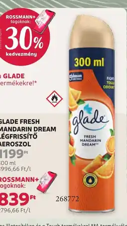 Rossmann Glade Fresh Mandarin Dream légfrissítő aeroszol ajánlat