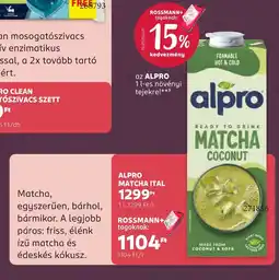 Rossmann Alpro Matcha Ital ajánlat