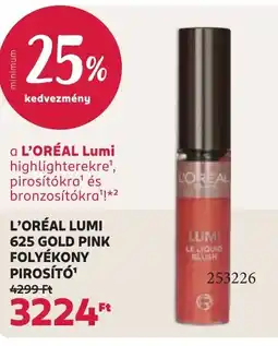 Rossmann LOréal Lumi 625 Gold Pink folyékony pirosító ajánlat