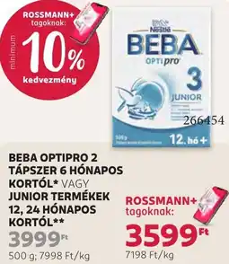 Rossmann Nestlé beba optipro 2 tápszer vagy junior termékek ajánlat