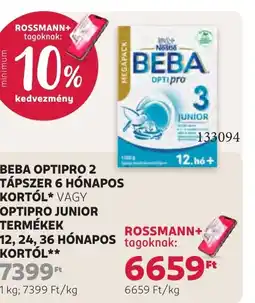 Rossmann Nestlé beba optipro 2 tápszer vagy optipro junior termékek ajánlat