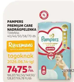 Rossmann Pampers Premium Care nadrágpelenka ajánlat