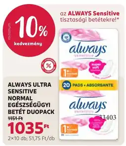 Rossmann Always Ultra Sensitive Normal egészségügyi betét duopack ajánlat