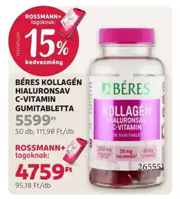 Rossmann Béres Kollagén Hialuronsav C-vitamin gumitabletta ajánlat