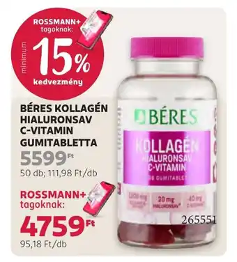 Rossmann Béres Kollagén Hialuronsav C-vitamin gumitabletta ajánlat