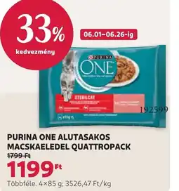 Rossmann Purina one alutasakos macskaeledel quattropack ajánlat
