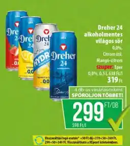 Coop Dreher 24 alkoholmentes világos sör ajánlat