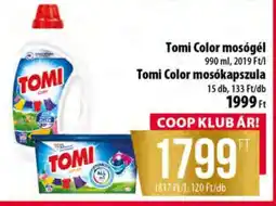 Coop Tomi Color mosógél és mosókapszula ajánlat